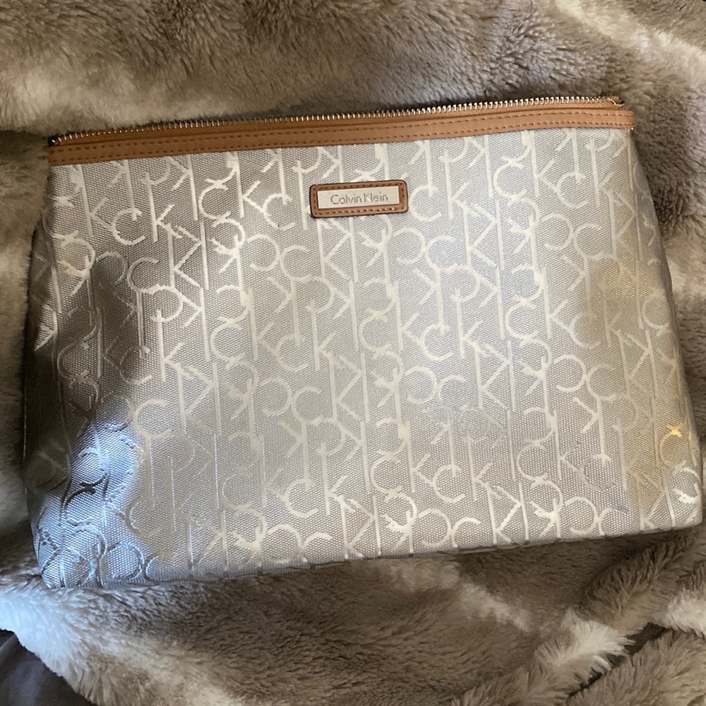 Calvin Klein metallic clutch tote